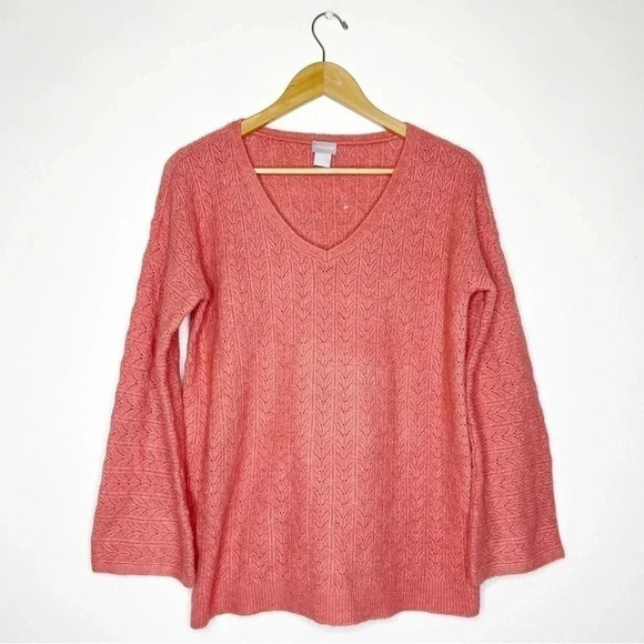 Chico's 0 V Neck Coral Sweater Size Small - Picture 1 of 7